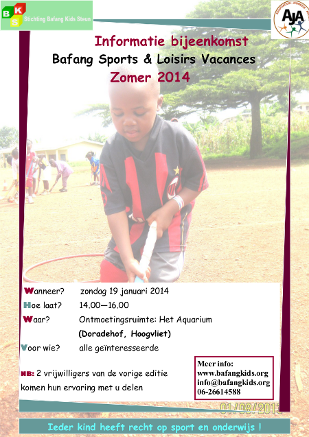 Affiche infobijeenkomst zomer 2014 Kameroen